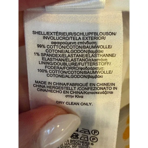 Brooks Brothers Pineapple Print Shift Dress Womens 4 Petite White Yellow Preppy - Picture 13 of 13